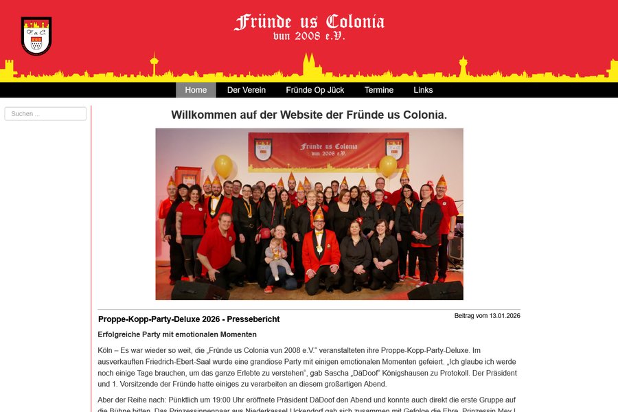 Startseite von Fründe us Colonia